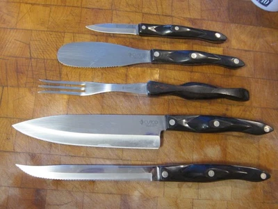 Juego de cuchillos de cocina Cutco Butcher Chef's mango negro 1728, 1729, 1720 y más Foto 1 de 4