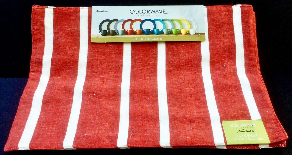 Noritake Colorwave Collection Rust Stripe 100% Cotton Placemats Set of 4 - Image 1 of 1