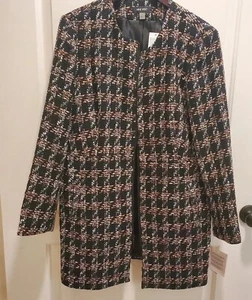 Women's Nine West NWT Sz 16 Tweed Topper Jacket Wool Blend Zipper Pockets Lined - Picture 1 of 10