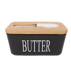 Ceramic French Butter Dish With Lid Knife Holder Container Insulated Storage Box