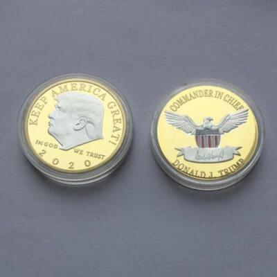 2020 Donald Trump Medaille Amerika zweifarbig Gold und Silber Plated - Bild 1 von 4