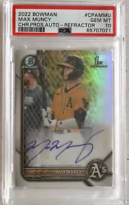 Max Muncy 2022 Bowman cromo primer año refractor prospecto autógrafo/499 PSA 10 - Imagen 1 de 2