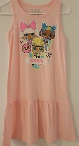 Girls LOL Surprise A-Line Tank Top Knee Length Dress Pink L 10 11 New - Picture 1 of 3