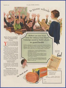 Vintage 1925 LIFEBUOY Health Soap Teacher Schoolroom Art 1920's Print Ad - Picture 1 of 1