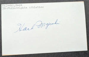 Hank Majeski - 1939 Debut Autographed Index Card- Deceased 1991 - Picture 1 of 2