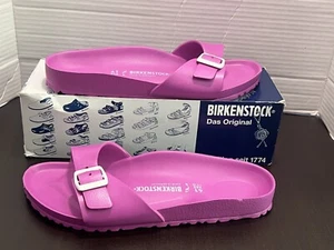 Birkenstock Madrid Eva Slides Sandals 41 Purple Single Strap Buckle Flats Comfy - Picture 1 of 12