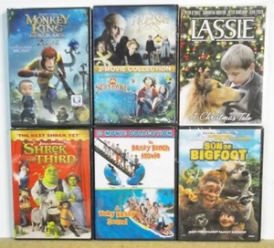 6 ANIMATED AND FAMILY DVD movies Lot #M674 FREE US S/H Shrek Brady Bunch Lassie - Picture 1 of 1