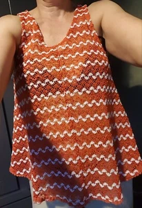 Next Lace Orange Racerback Summer top Size 10 - Picture 1 of 2