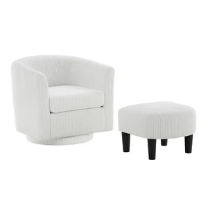 Swivel Accent Chair 360° Comfy Recliner Corduroy Arm Chair Single Sofa with Otto - Picture 1 of 5