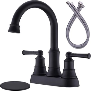 TRUSTMI Matte Black Bathroom Faucet 4 Inch Centerset Brass Vanity Sink Faucet... - Picture 1 of 7