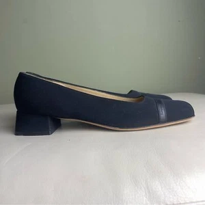 Vintage Salvatore Ferragamo Textil und ein Lederstreifen Größe 9,5 schmal - Bild 1 von 14
