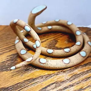Sandstone Snake With Green Spots 5 3/4'' Figurine - Picture 1 of 5