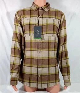 Mens Flannel Long Sleeve Shirt, Mt. Evans Tree Moss Brown, Alpine Design - SMALL - Picture 1 of 4