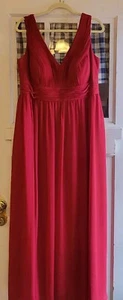 Azazie Burgandy Long Formal Dress w/Straps & Pleating Size 16 Bridesmaid or Prom - Picture 1 of 6