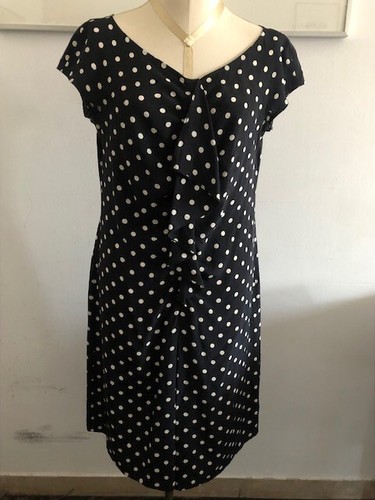 Moschino originale abito nero pois bianchi pura seta donna tg 44 woman dress