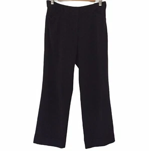 Sussan Pants Size 10 Black Dress Slash Pockets Straight Leg Cuff Stretch - Picture 1 of 8
