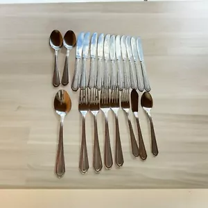 21 Pc Hampton Silversmiths Unknown Pattern Flatware Stainless Spoon Fork Knife - Picture 1 of 9