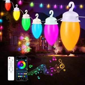 OJQ 48FT Outdoor LED Lights - Hanging Patio Dimmable Color Changing Globe - Picture 1 of 9