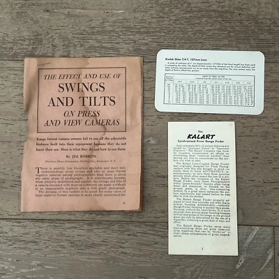 CAMERA MANUAL LOT KODAK EKTAR, KALART & LARGE FORMAT SWINGS & TILTS - Image 1 of 4