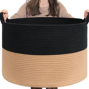 Xxxlarge Cotton Rope Basket Woven for Baby Laundry, Toy with Handle Comforter Cu - Picture 1 of 6