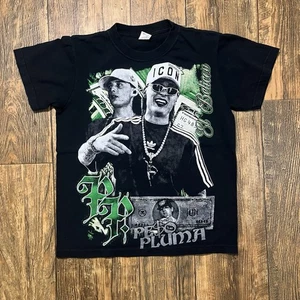 Peso Pluma Doble P Front and Back Graphic Black T-Shirt Size Youth Large - Picture 1 of 5