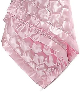 Coperta neonato trapuntata in raso 48"x36" rosa - Foto 1 di 5