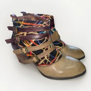 Spring Step L'Artiste Women's Redding Boot Size 41 10 Block Heel Tan Red Yarns - Picture 1 of 9