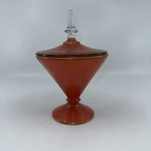 Stylish Mid Century Modern Atomic Age Glass Jar - Reverse Painted green & Black - Picture 1 of 7
