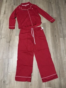Tommy Hilfiger NWT Women’s Pajama Set Size XL Red Long Sleeve Collar Drawstring - Picture 1 of 9