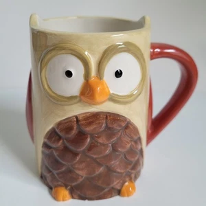 Owl Mug by Tag Brown Orange Coffee Cup 4.5" Tall Great Condition See Description - Picture 1 of 10