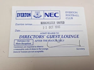 GUEST PASS - EVERTON V MANCHESTER UNITED - DIRECTORS' GUEST LOUNGE - 1993- 1994 - Foto 1 di 1