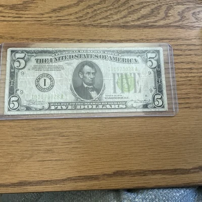 1934 Minneapolis $5 LGS Light Green Seal Federal Reserve Note - Image 1 of 4