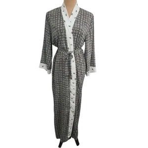 Prima Donna Carole Hochman Black White Geometric Print Robe Size M - Picture 1 of 8