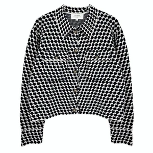 LA LIGNE Patterned Cropped Jane Jacket in Navy & Ivory S - Picture 1 of 11