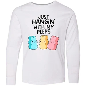 Inktastic Easter Just Hangin' With My Peeps! Youth Long Sleeve T-Shirt Cute Son - Picture 1 of 3
