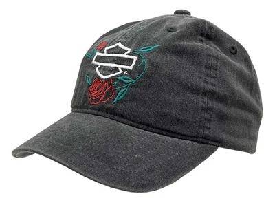 Harley-Davidson Mujer Thicket B&S Rosas Ajustable Curvo Bill Papá Sombrero, Negro Foto 1 de 2
