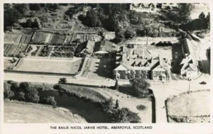 REAL PHOTO AERIAL VIEW POSTCARD BAILIE NICOL JARVIE HOTEL, ABERFOYLE, PERTHSHIRE - Picture 1 of 2