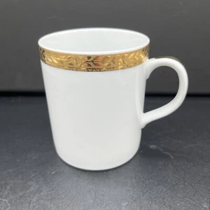 Block MANCHESTER GOLD 3 7/8" Coffee Mug Cup Gold Band with Laurel - Picture 1 of 7