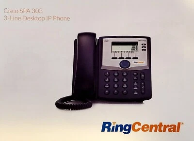 Cisco SPA303-G1 3 Line IP Phone with Display - Black. RingCentral Branded  - Image 1 of 4