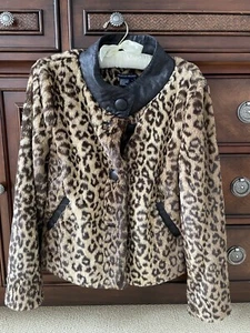 Boston Proper Women’s faux fur lined cheetah print coat size 6 - Picture 1 of 2