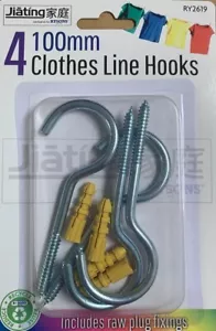 4 PC Heavy Duty Clothes Lines Hooks Washing Line Hooks/Hanger Metal Hooks Anchor - Picture 1 of 4