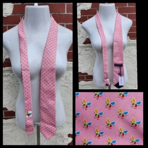 New Men Vineyard Vines Pink Butterfly 100% Silk MADE IN USA Tie - Picture 1 of 15
