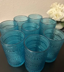 Pottery Barn Jupiter Perlen Große Trinkgläser Set/6 Blau 13 Oz Neu Aqua Blau - Bild 1 von 3