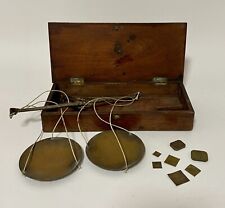 Original Antique Travelling Apothecary Chemist Balance Scales and Weights in Box