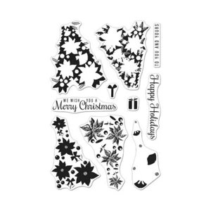 Hero Arts Stamp Colour Layering Poinsettia Christmas Tree 10pc Set - Picture 1 of 2