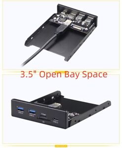 20 Pin Front Panel Hub to USB Type-C USB 3.0 Micro SD/TF For 3.5" Open Bay Space