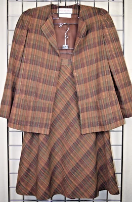 Conjunto Falda Blazer Vintage Giorgio Sant Angelo Saks Talla 8 Años 70 Cobre Cuadros Foto 1 de 4