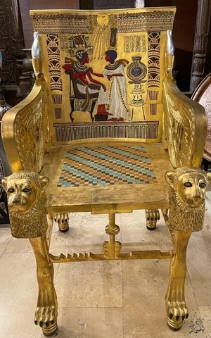 Make to Order, Handmade, Antique, King TUT ANKH AMON Chair, Pharaonic Chair Cover