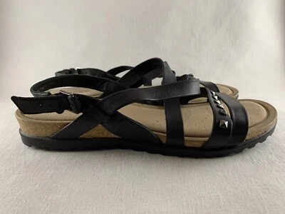 ECCO Women's EU 40 US 9/9.5 Dagmar Black Leather Strappy with Studs Sandals - Image 1 of 4