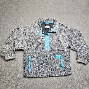 Justice Sherpa Jacket Girls Size 10 Gray Long Sleeve Half Button Soft Warm - Picture 1 of 15